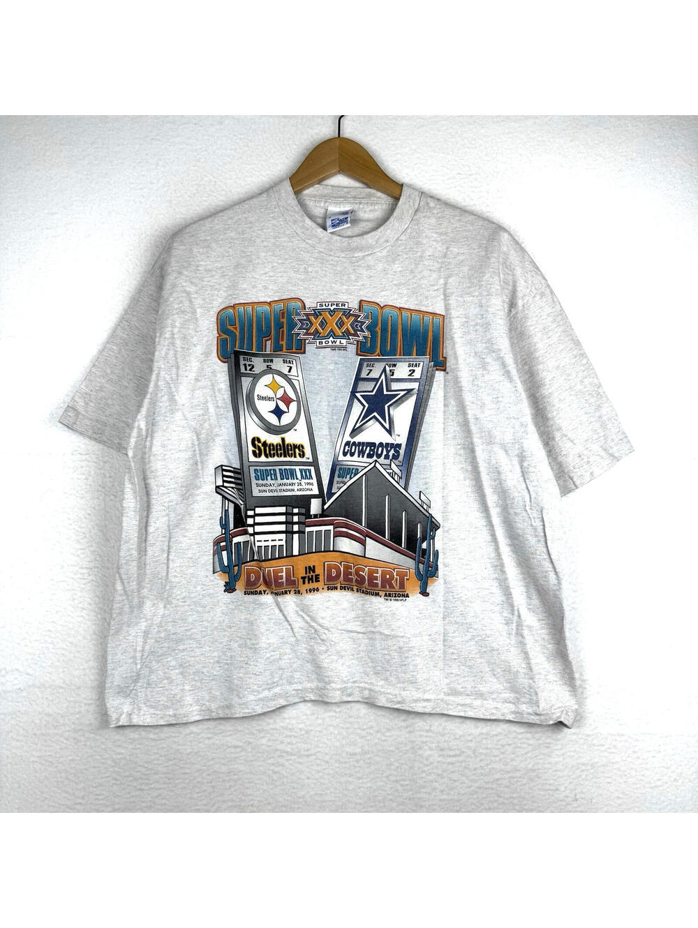 Vintage 1996 Superbowl NFL Steelers Cowboys Salem Single Stitch Shirt 90s XL